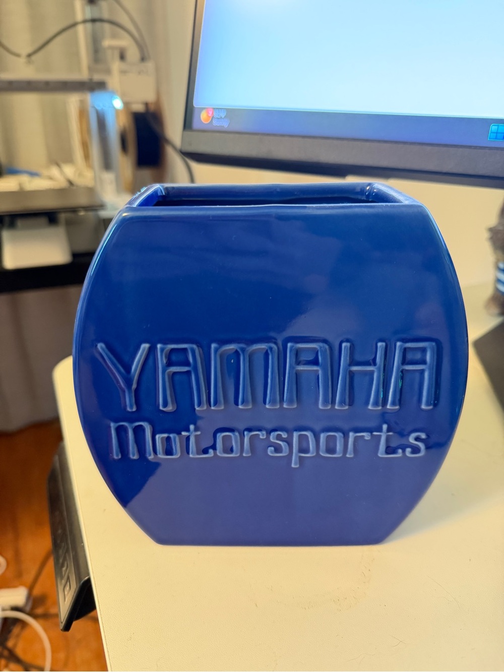 Yamaha Motorsports Blue Ceramic Desk Decor